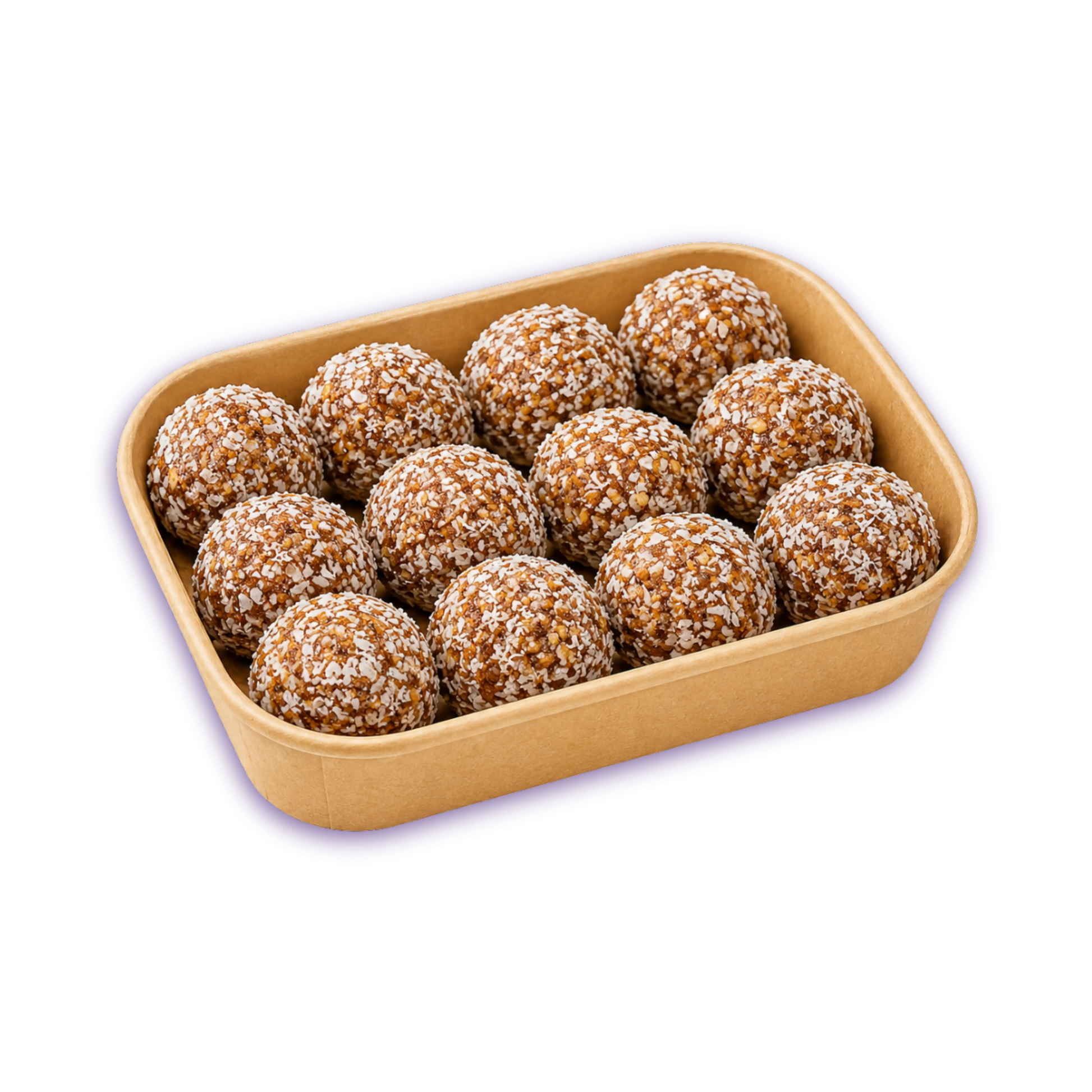 Aseel date energy balls coated in desiccated coconut