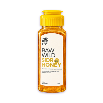 Jar of raw wild Sidr honey by Tazgo Nutrition
