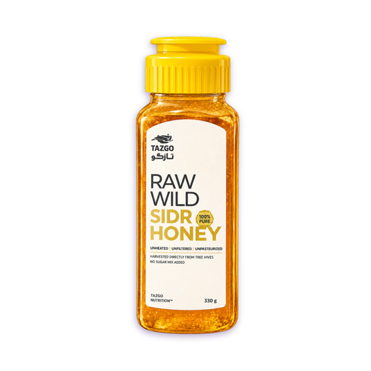 Jar of raw wild Sidr honey by Tazgo Nutrition