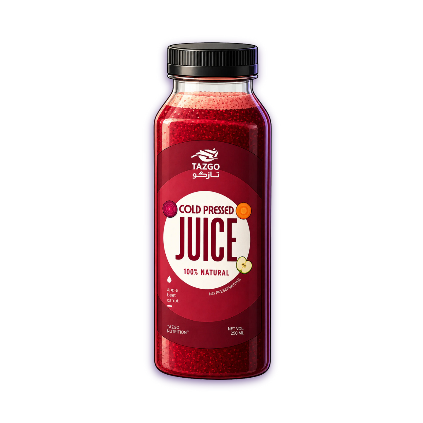 Bottle of Apple Beet Carrot Cold-Pressed Juice