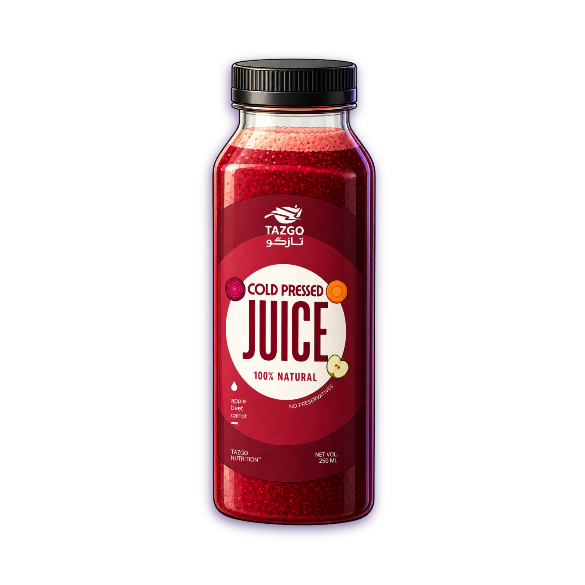 Bottle of Apple Beet Carrot Cold-Pressed Juice