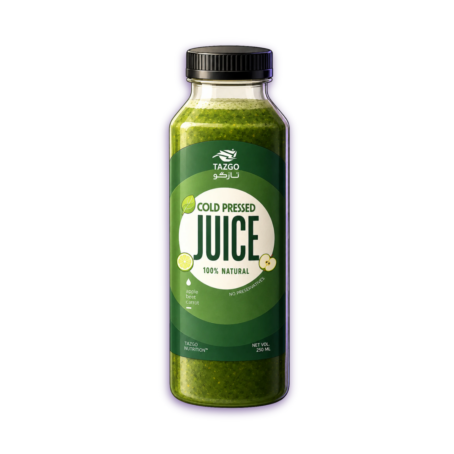 Bottle of Apple Cucumber Spinach Cold-Pressed Juice