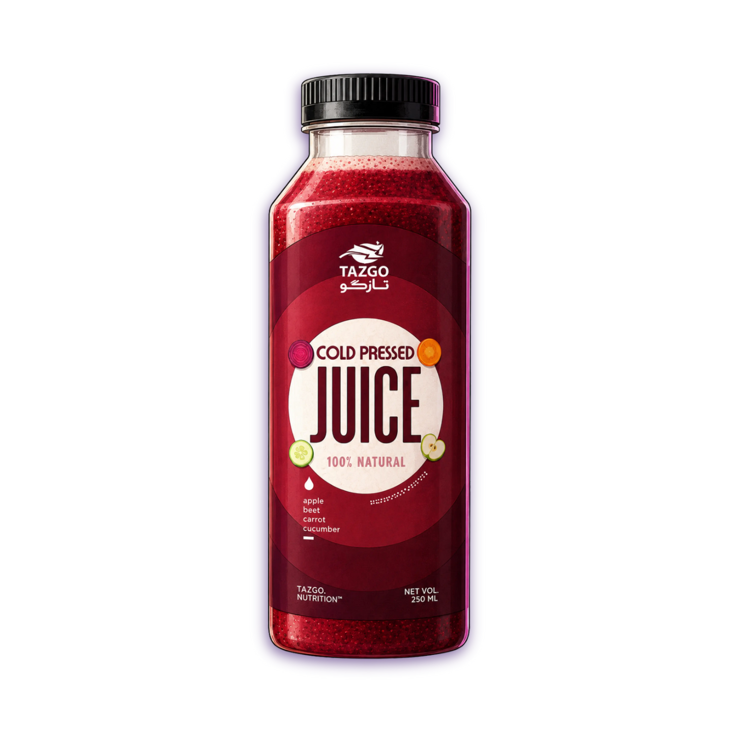 Bottle of Apple Beet Cucumber Carrot Cold-Pressed Juice
