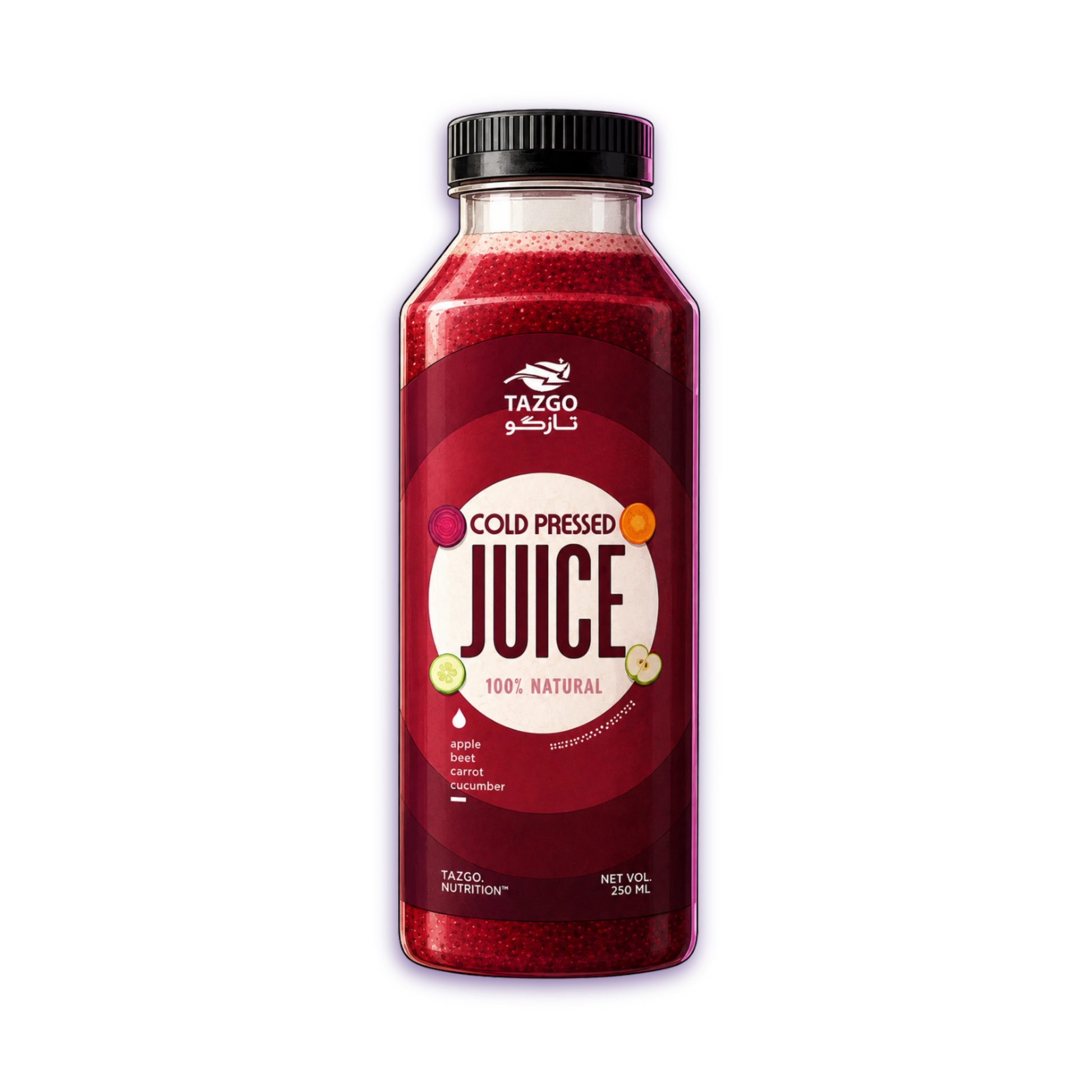 Bottle of Apple Beet Cucumber Carrot Cold-Pressed Juice