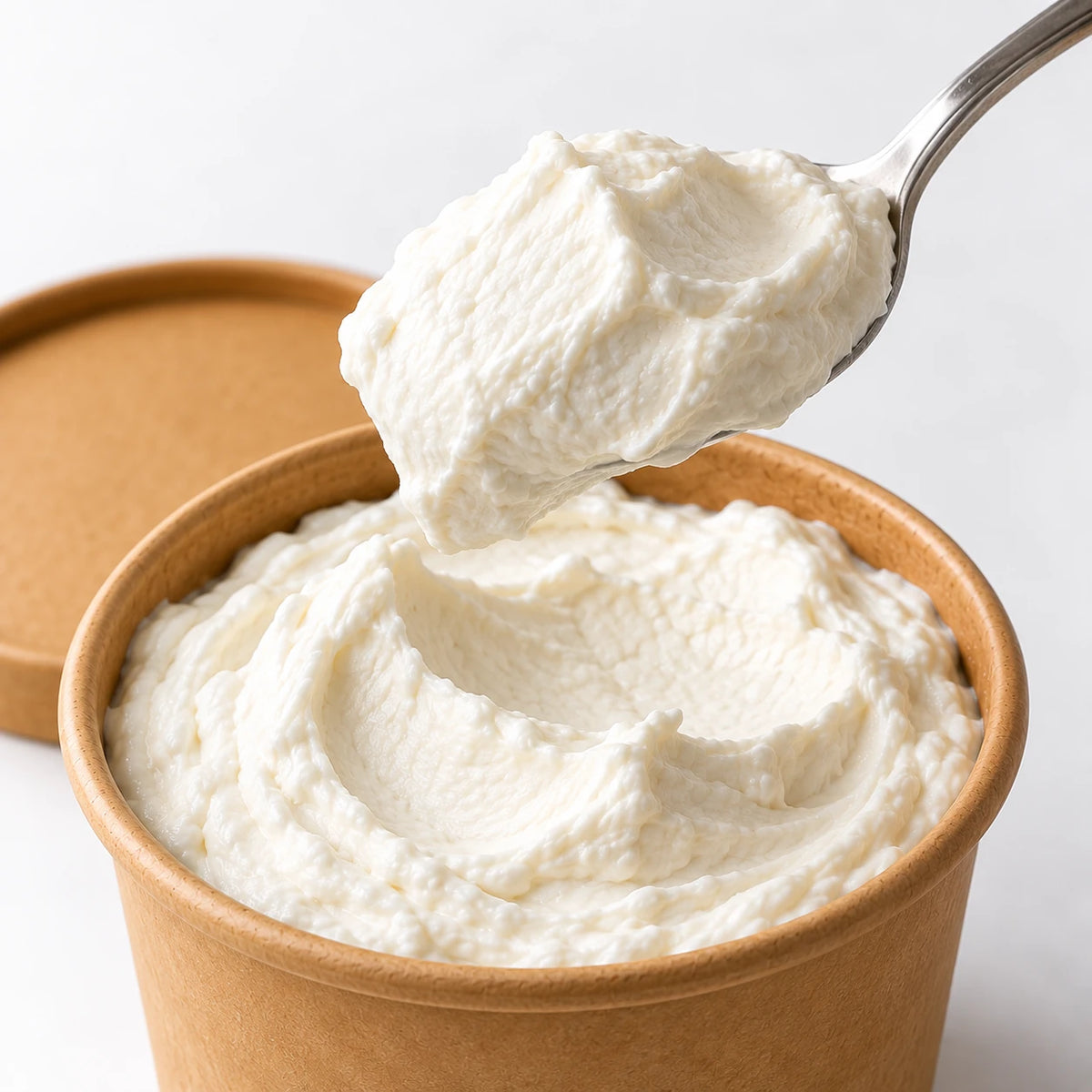 Greek yogurt - spoon lift texture view